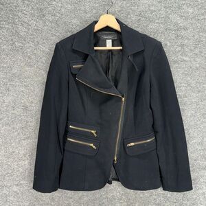 Cache Jacket Women M Medium Black Full Zip Collared Long Sleeve Rayon Lined